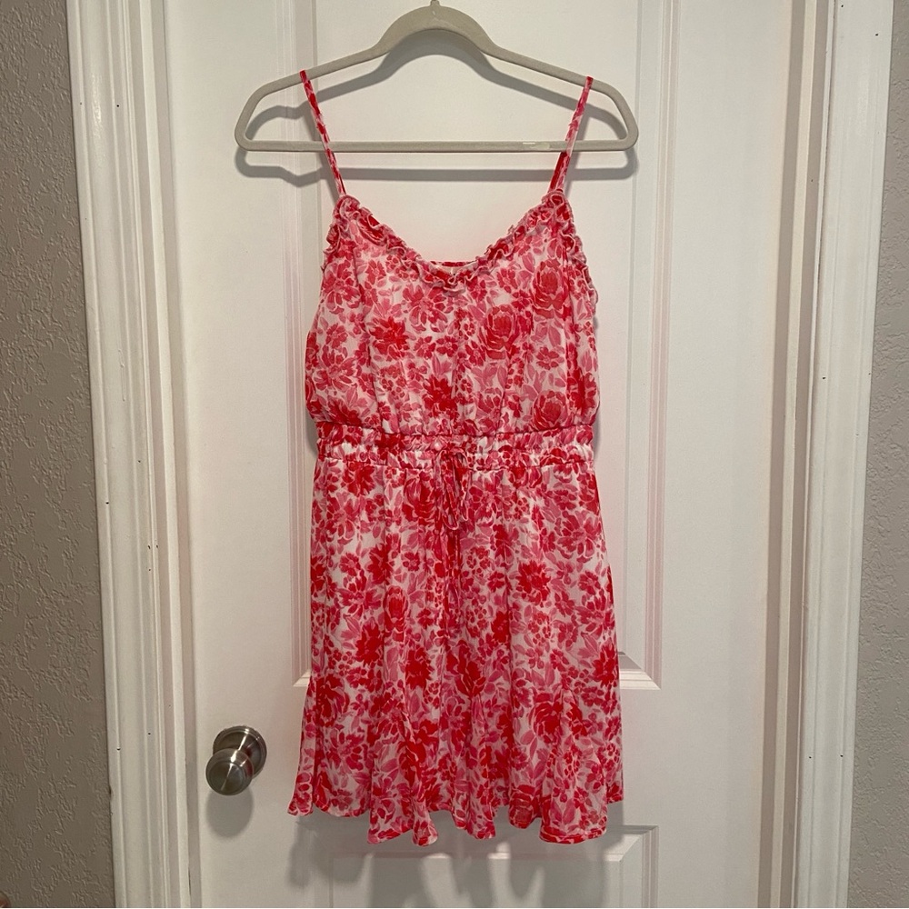 Pink floral mini dress